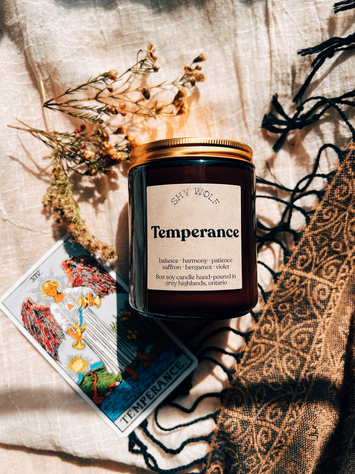 Temperance Tarot Inspired Soy Candle | Bergamot, Saffron & Violet