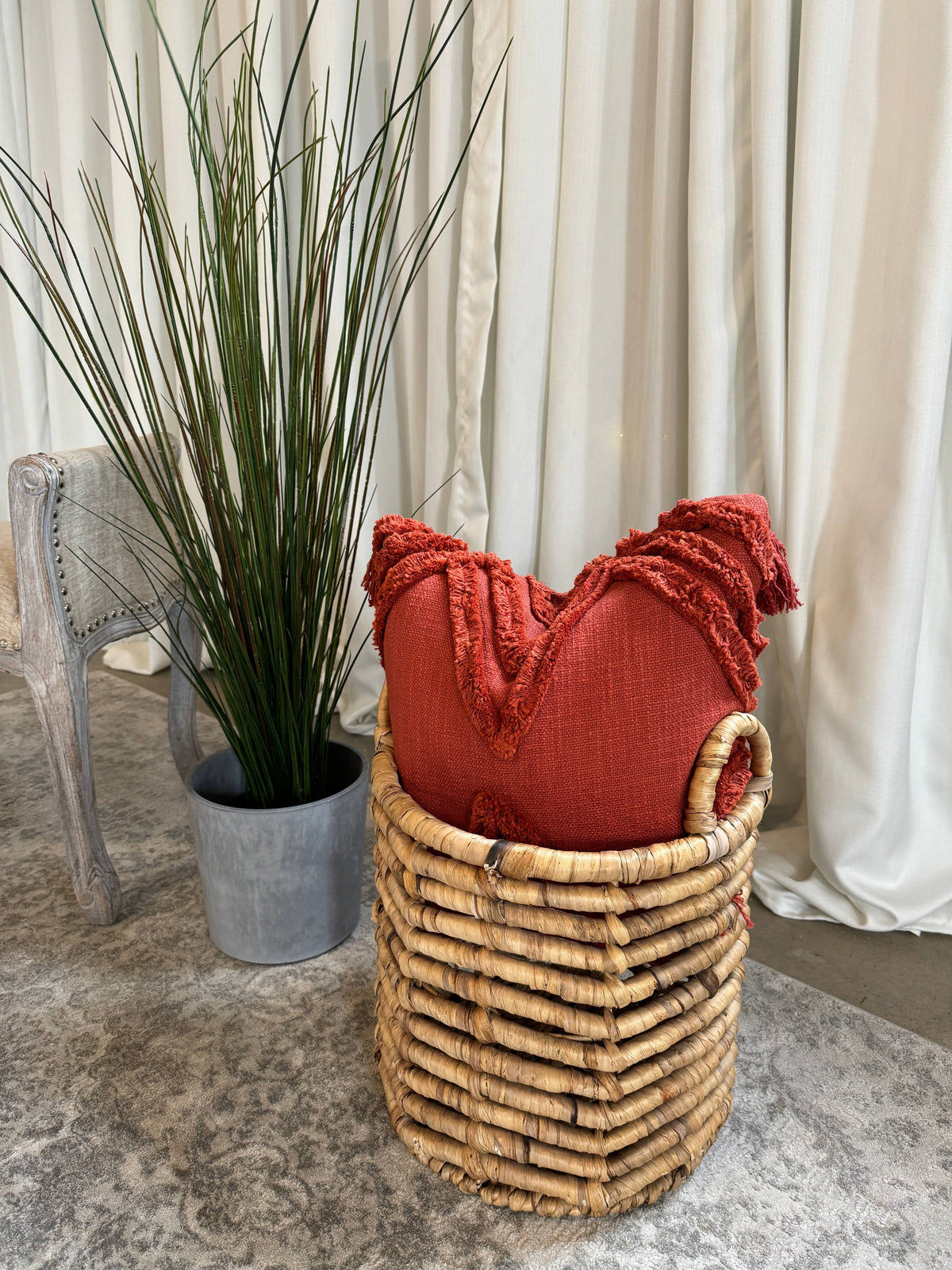 July Textured Pillow | Rust Geometric Cushion Cover