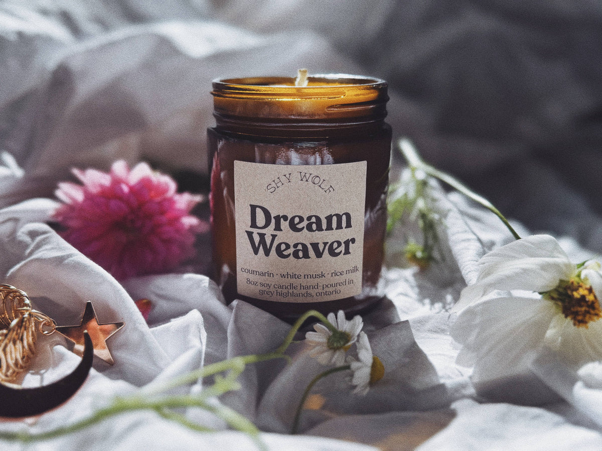 Dream Weaver Soy Candle | Coumarin, White Musk & Rice Milk