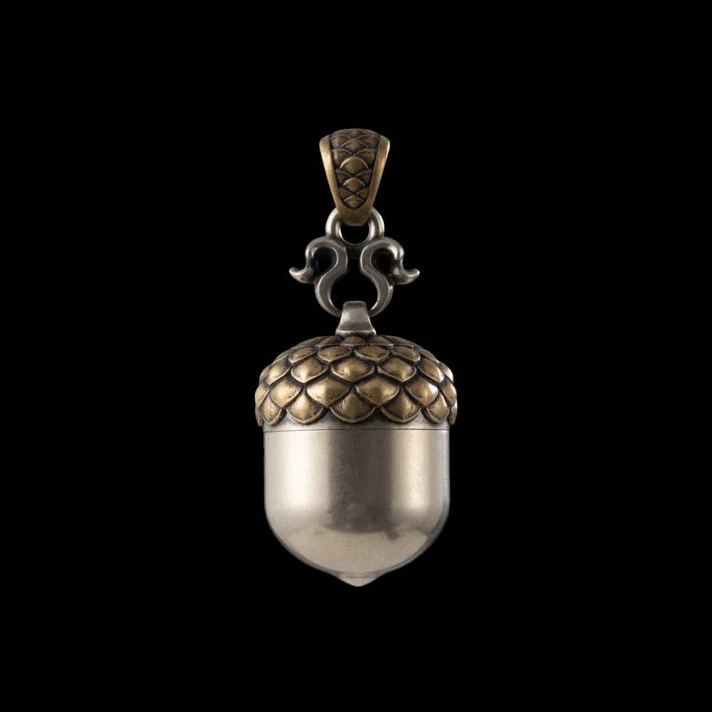 Acorn Capsule Pendant | Brass & White Bronze | Coppertist.Wu