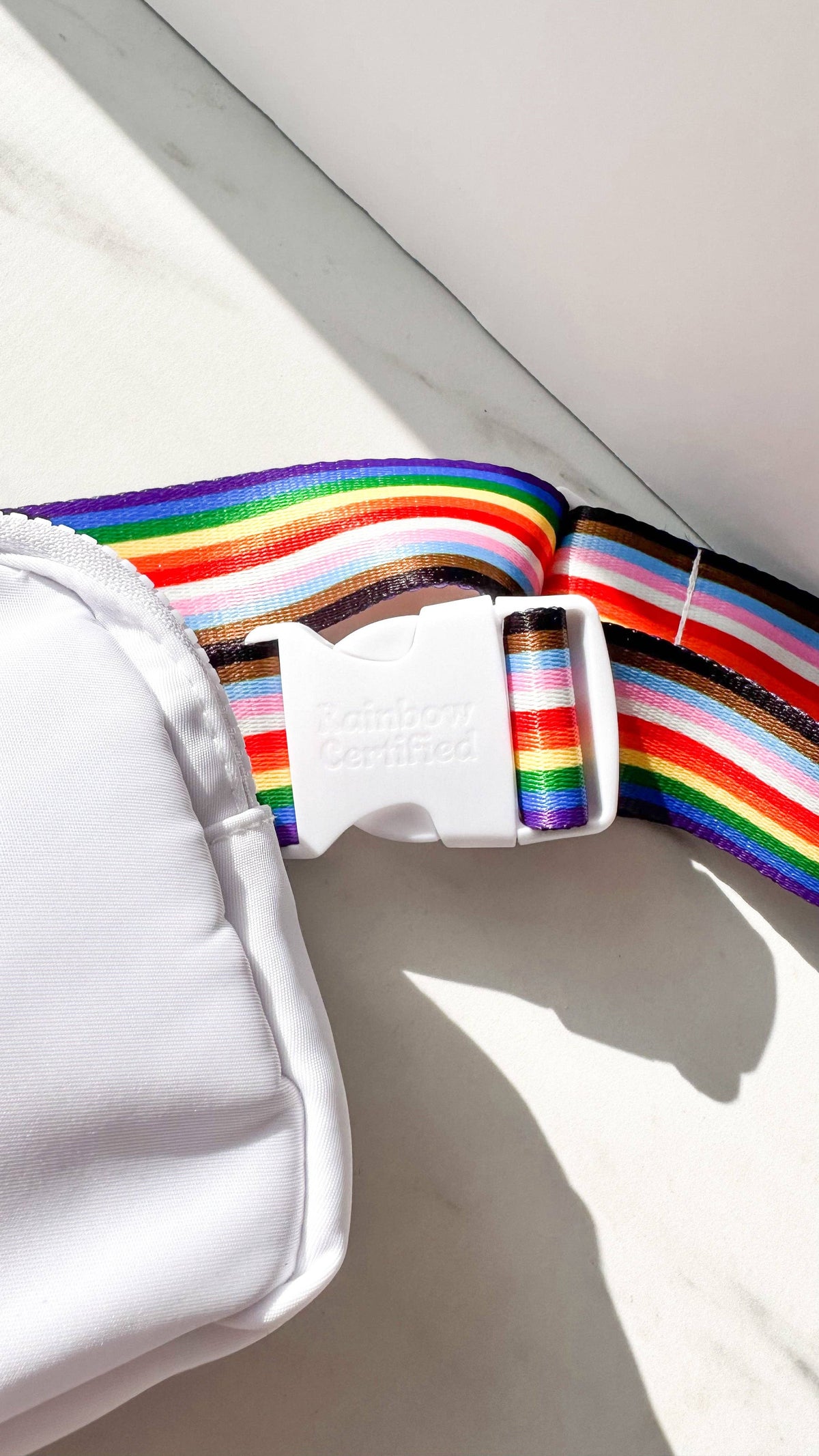 White Rainbow Belt Bag | Pride, Movement & Everyday Utility