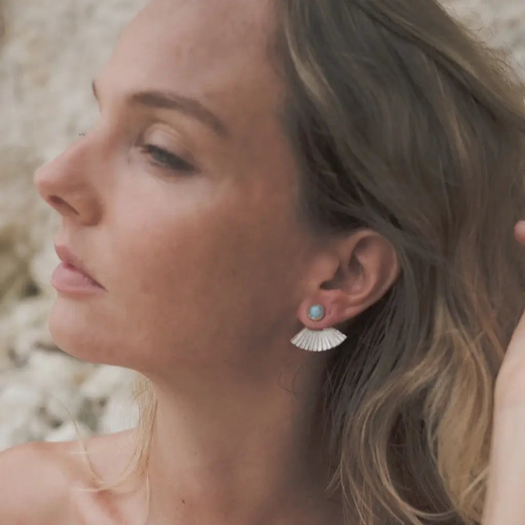 Sunbeam Stud | Larimar, Sterling Silver | Bahgsu Jewels