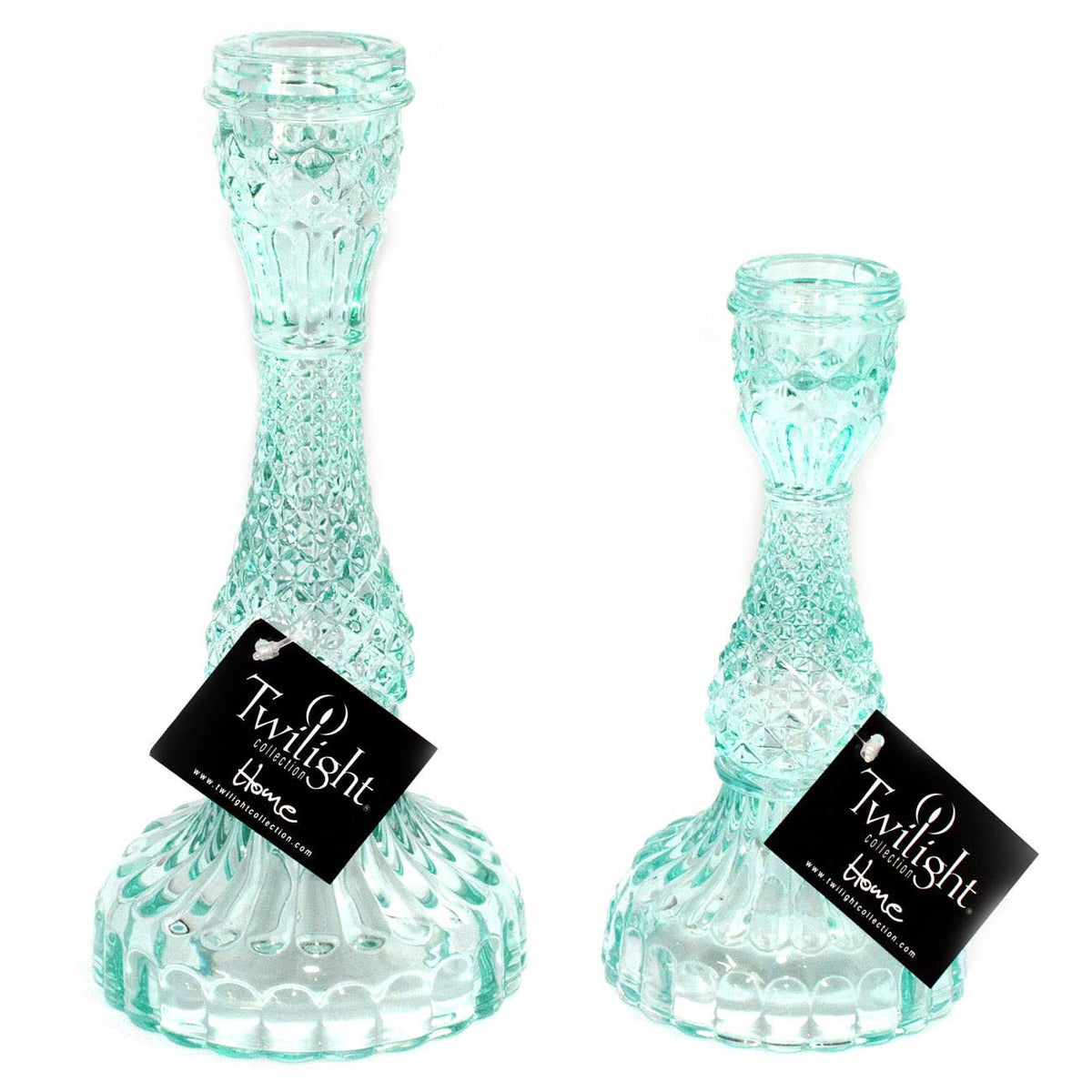 Bella Candle Holder | Aquamarine Glass & Elevated Form