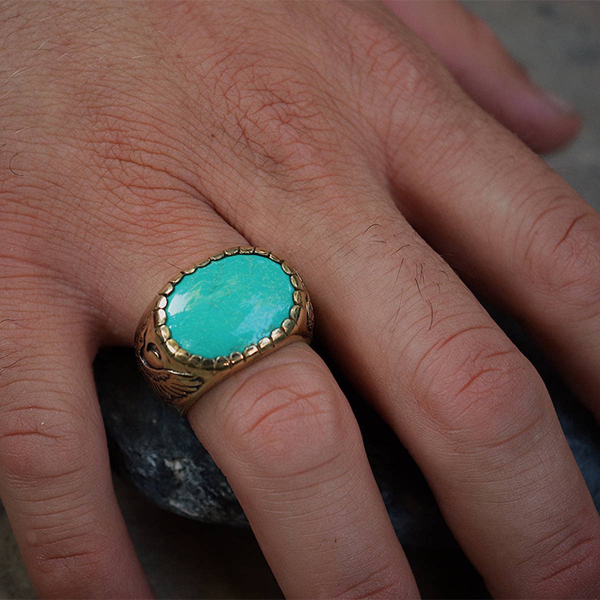 Xavier Rudd Collaboration Ring | Turquoise, Brass | Bahgsu Jewels