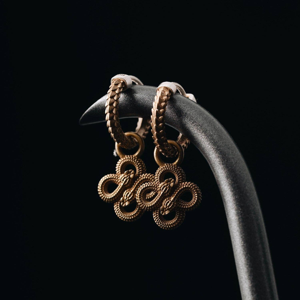 Double Snake Hoop Earrings | Brass | Coppertist.Wu