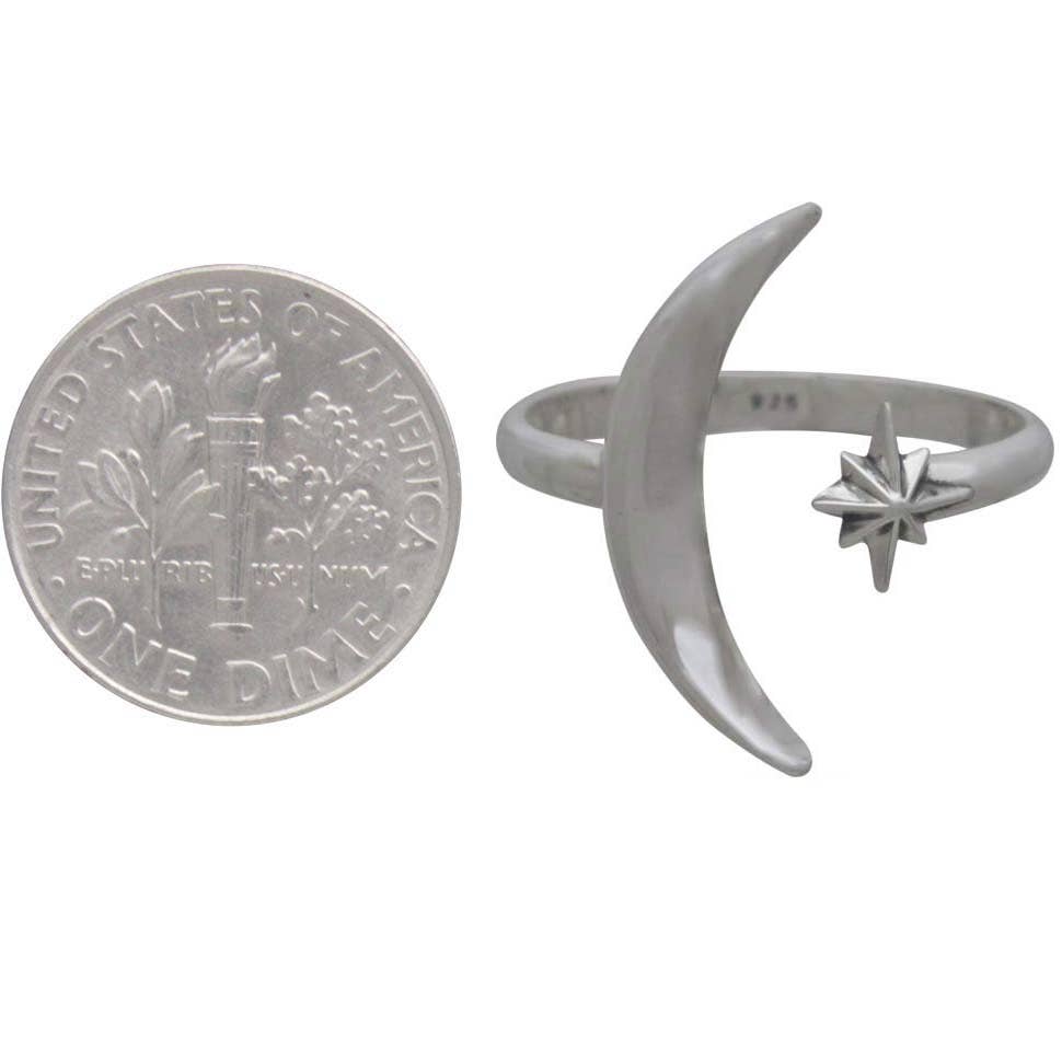 Moon & Star Ring | Recycled Sterling Silver