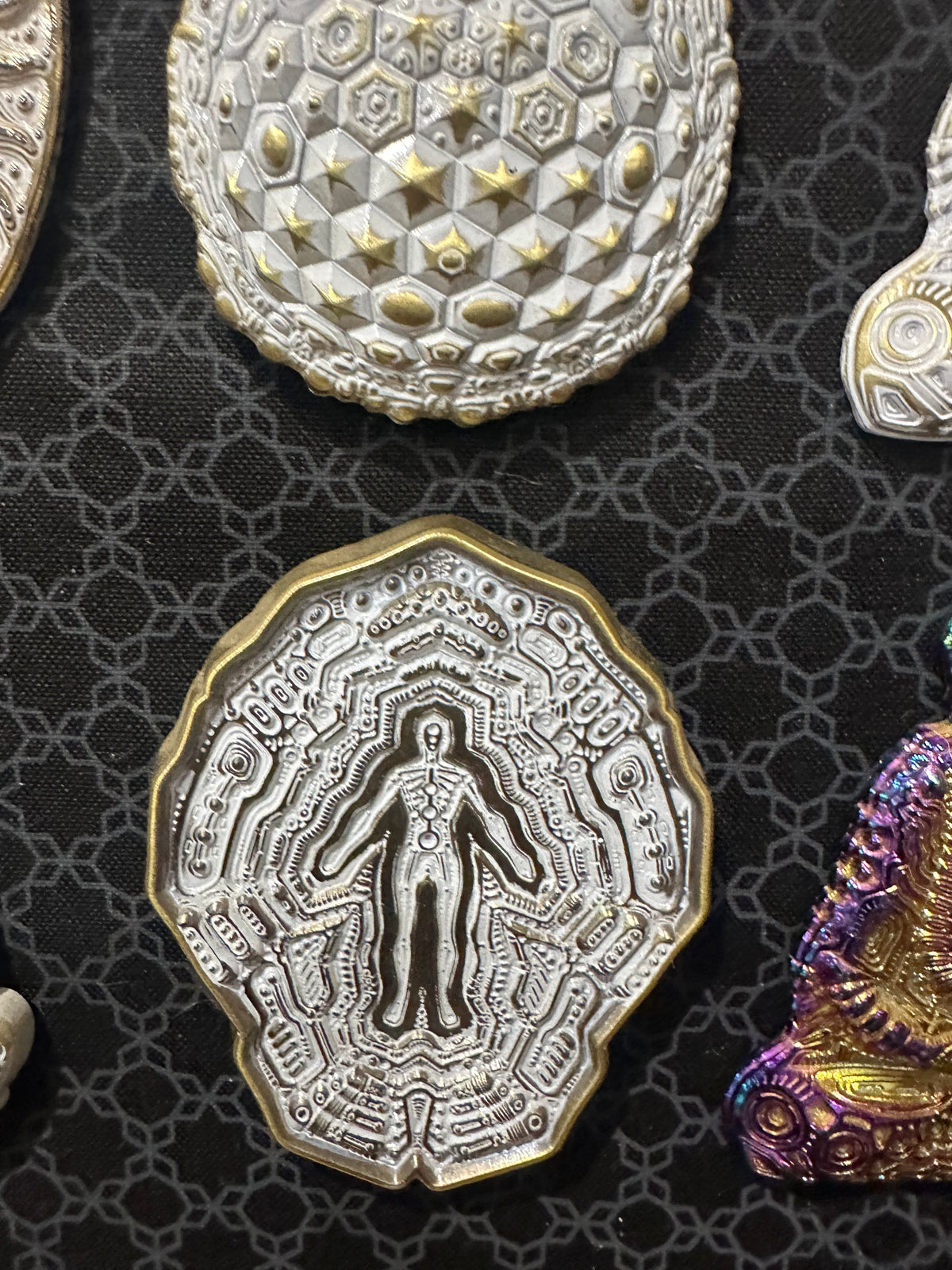 Body Scanner Pin by Ben Ridgway Gold w/ White Patina LE 10/30