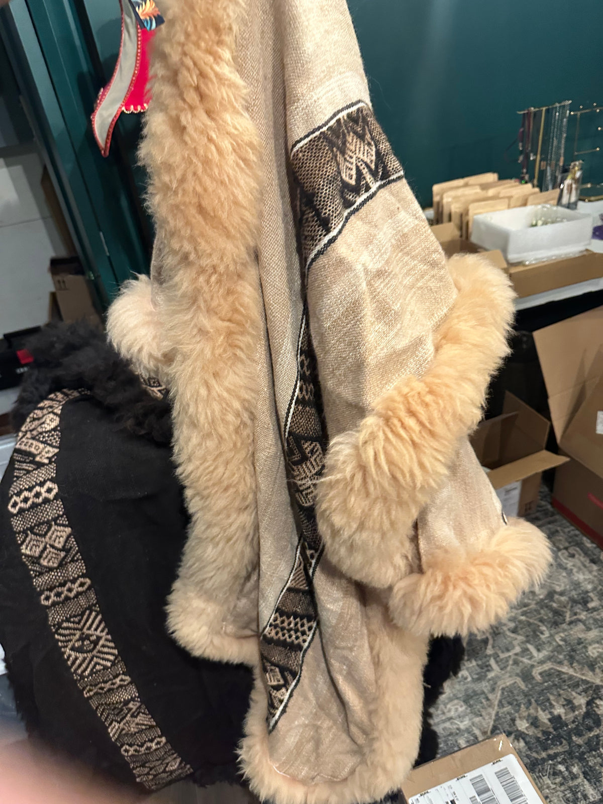 Tan Alpaca Fur Cape | Handcrafted Alpaca Cape