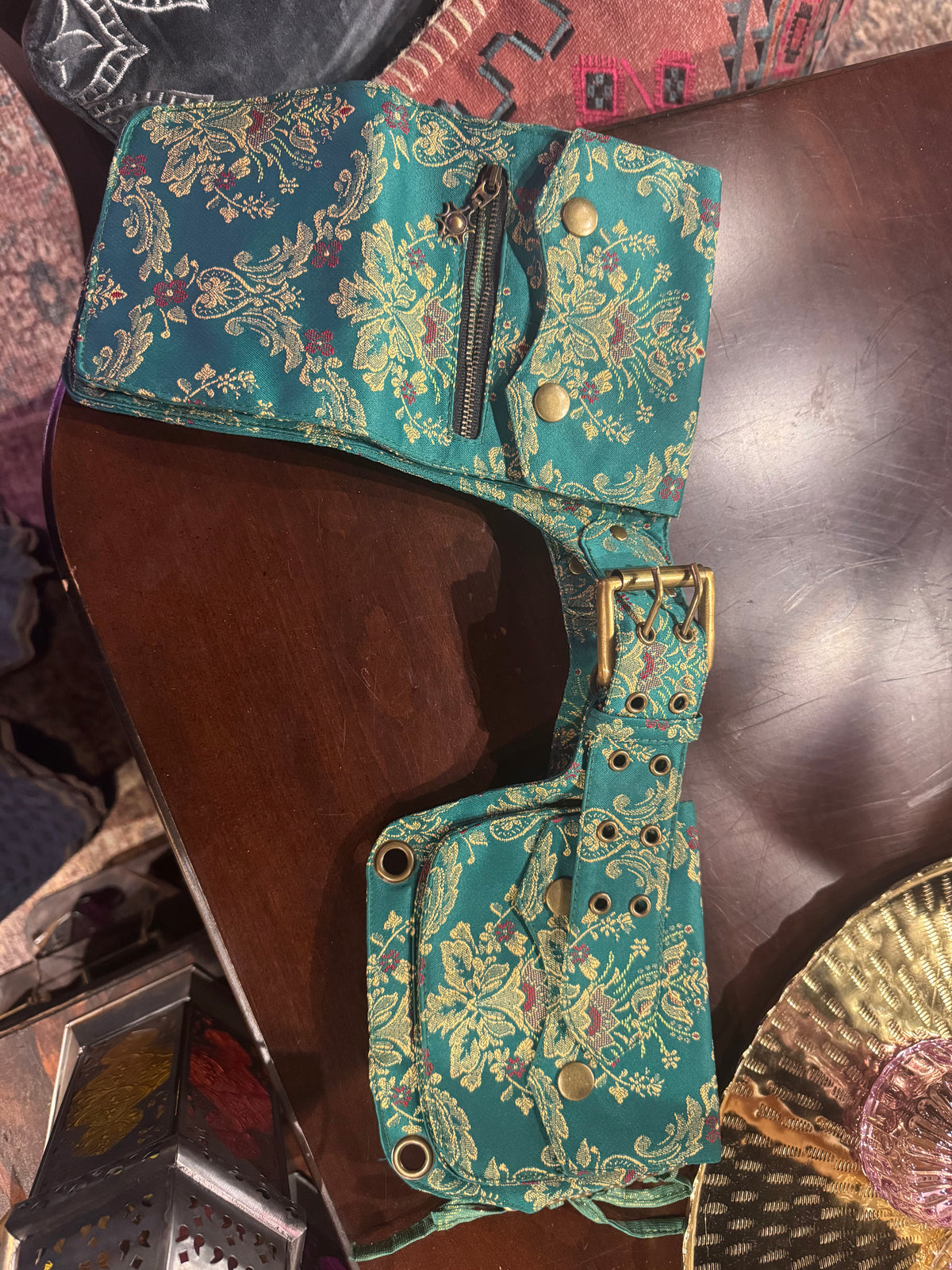 Turquoise Brocade Festival Belt | Maddie Moon