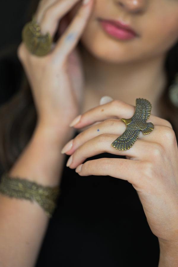 Bird Landing Ring | Gold Patina | Alkemie Jewelry