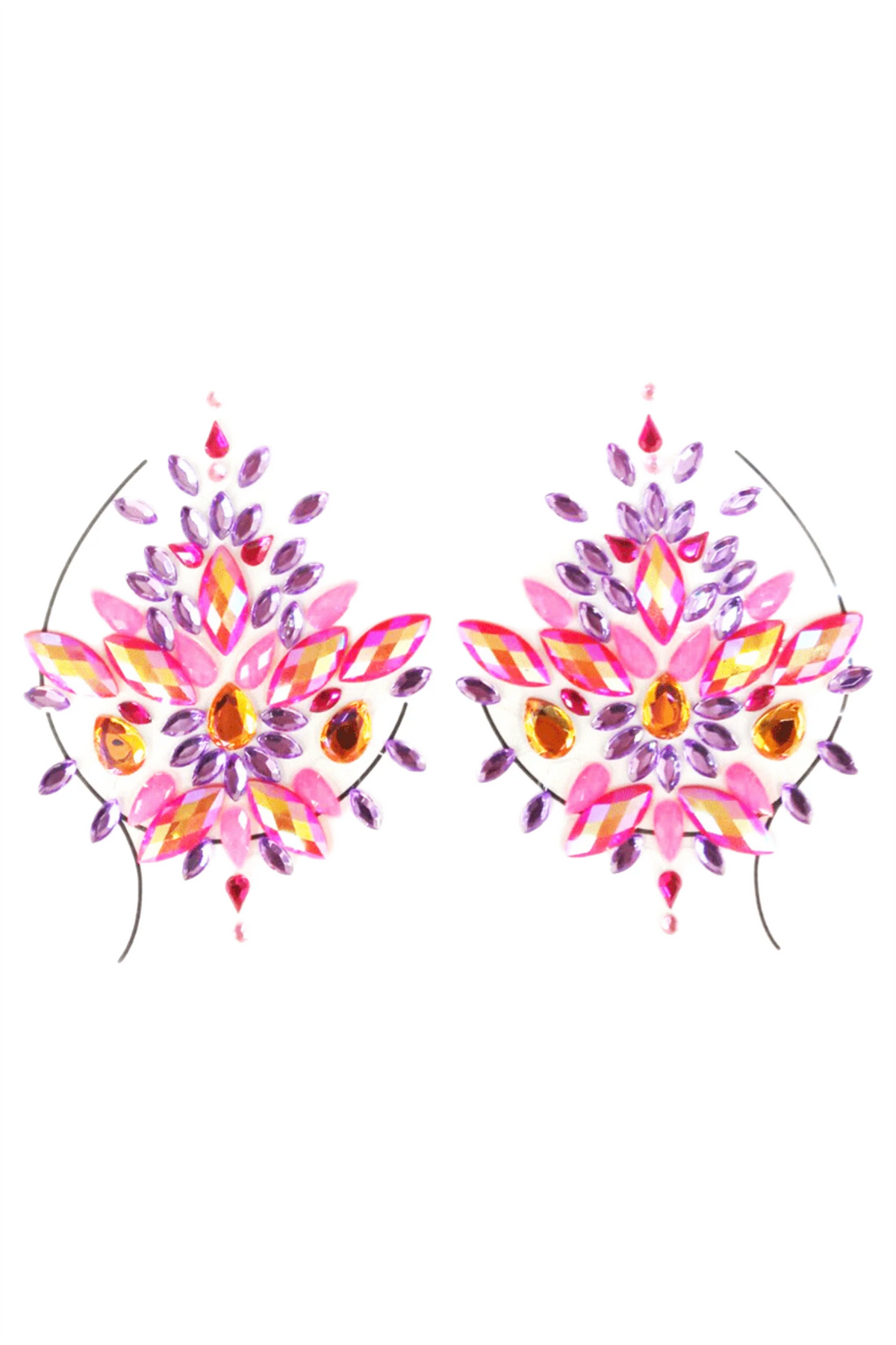 Pink Rhinestone Crystal Pasties | Festival Body Embellishment