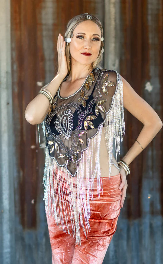 Rockstar Sparkle Capelet | Beaded Sequin Textile | Warrior Within Designs