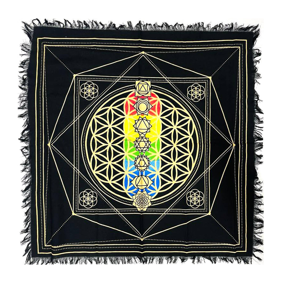 Chakra Flower of Life | Sacred Geometry Altar Cloth
