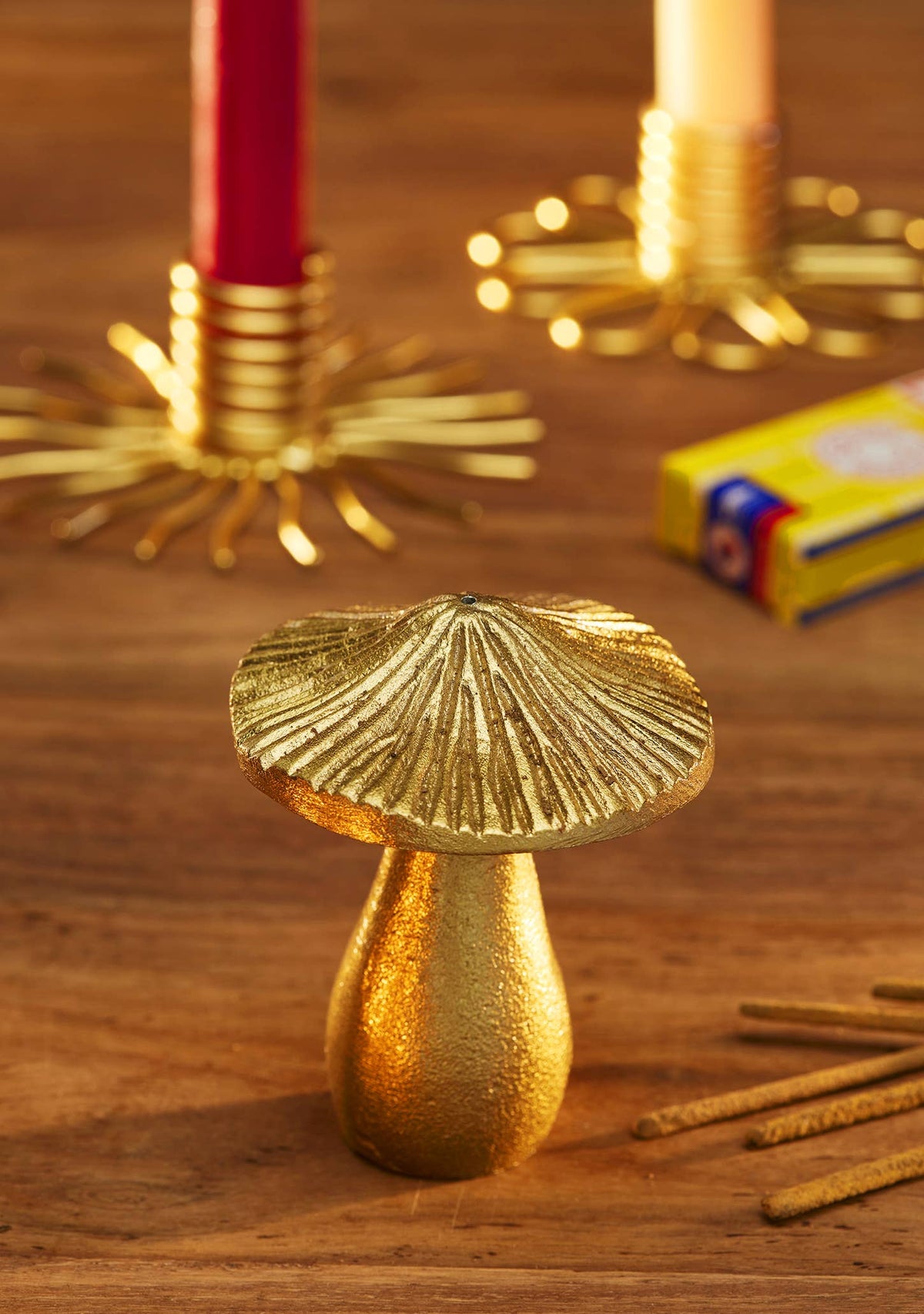 Mushroom Incense Holder | Brass-Finish Aluminum