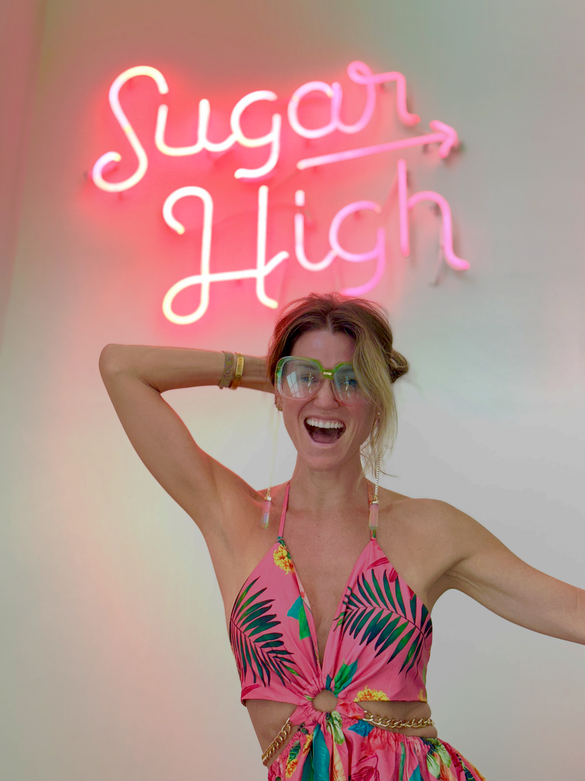 Watermelon Sugar | Armless Sunglasses with Aura Crystal