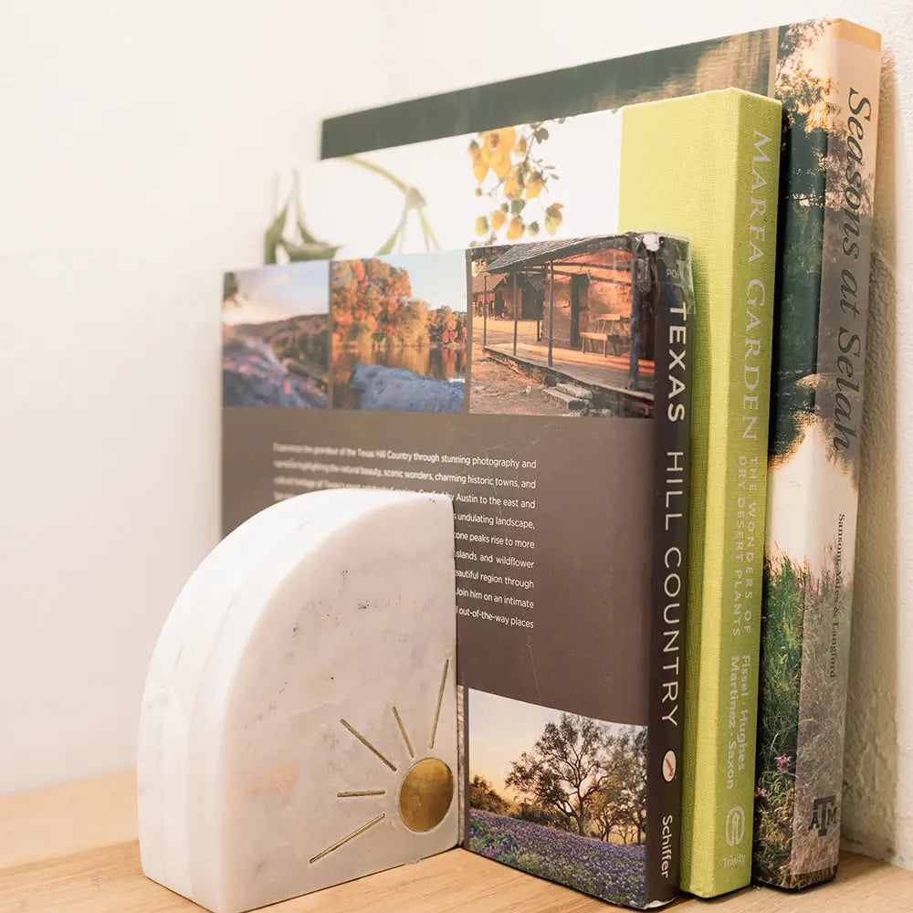 Indukala Sun & Moon Bookends | Marble Celestial Bookends