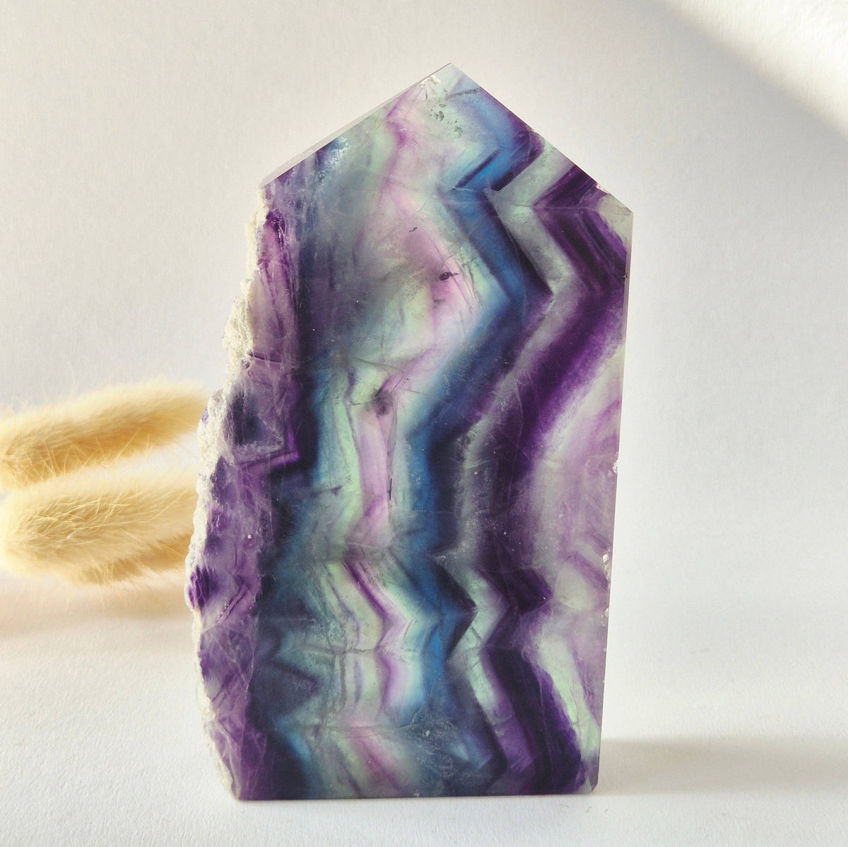 Candy Fluorite sculpture with rough edge - 435g