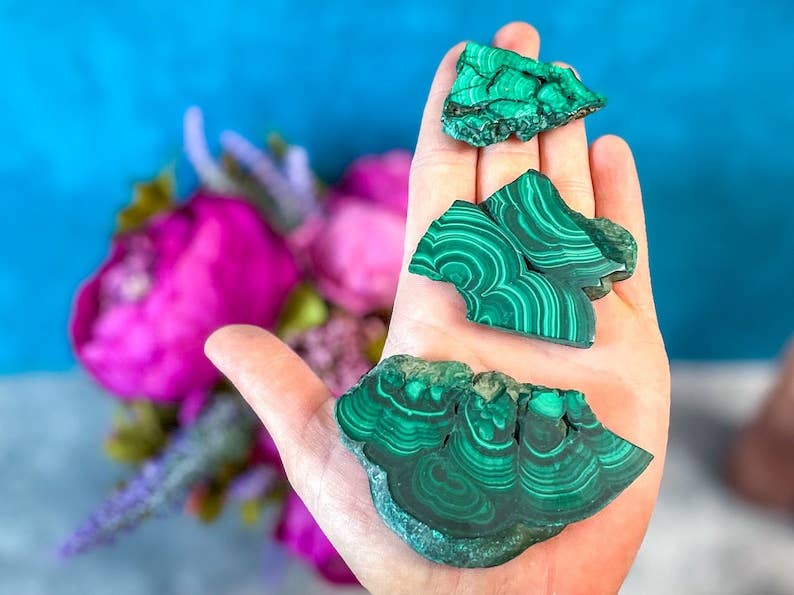 Polished Orbicular Malachite Slice | Ethical African Malachite