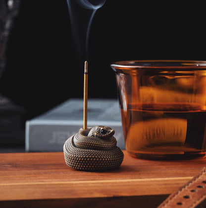 Hognose Snake Incense Holder | Sculptural Brass | Coppertist.Wu