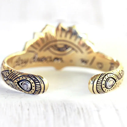 Sunbeam Cuff | Moonstone, Brass with Sterling Silver | Bahgsu Jewels