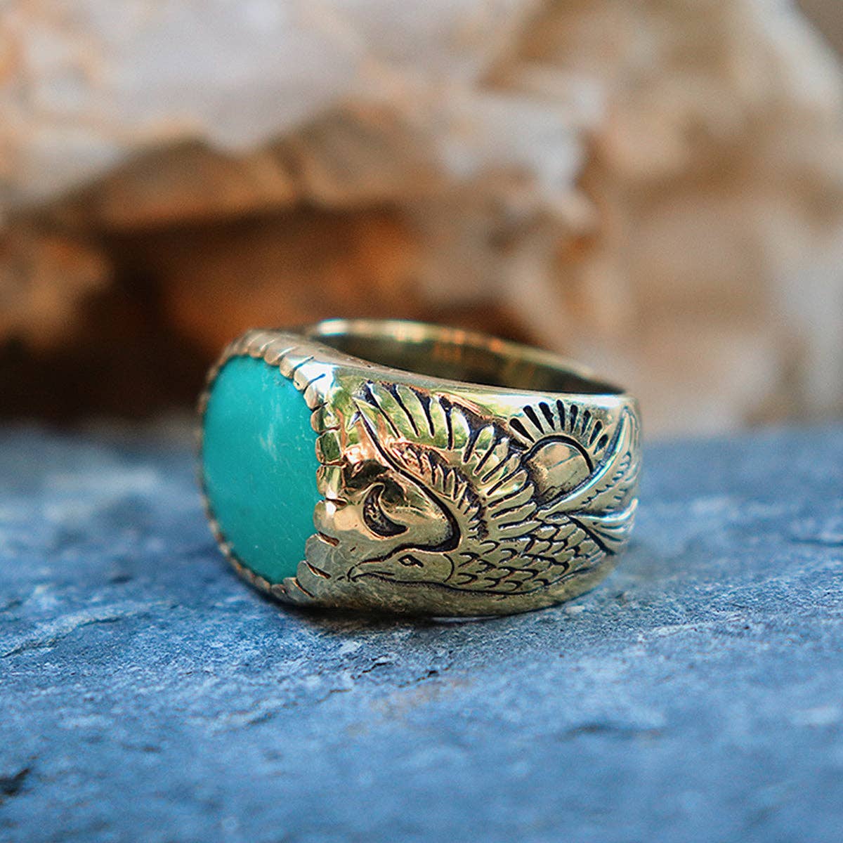 Xavier Rudd Collaboration Ring | Turquoise, Brass | Bahgsu Jewels