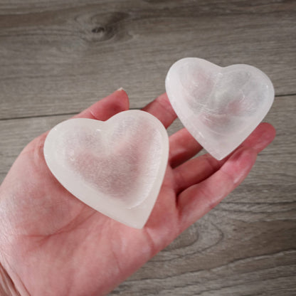 Selenite Heart & Moon Bowls | Crystal Charging Dish