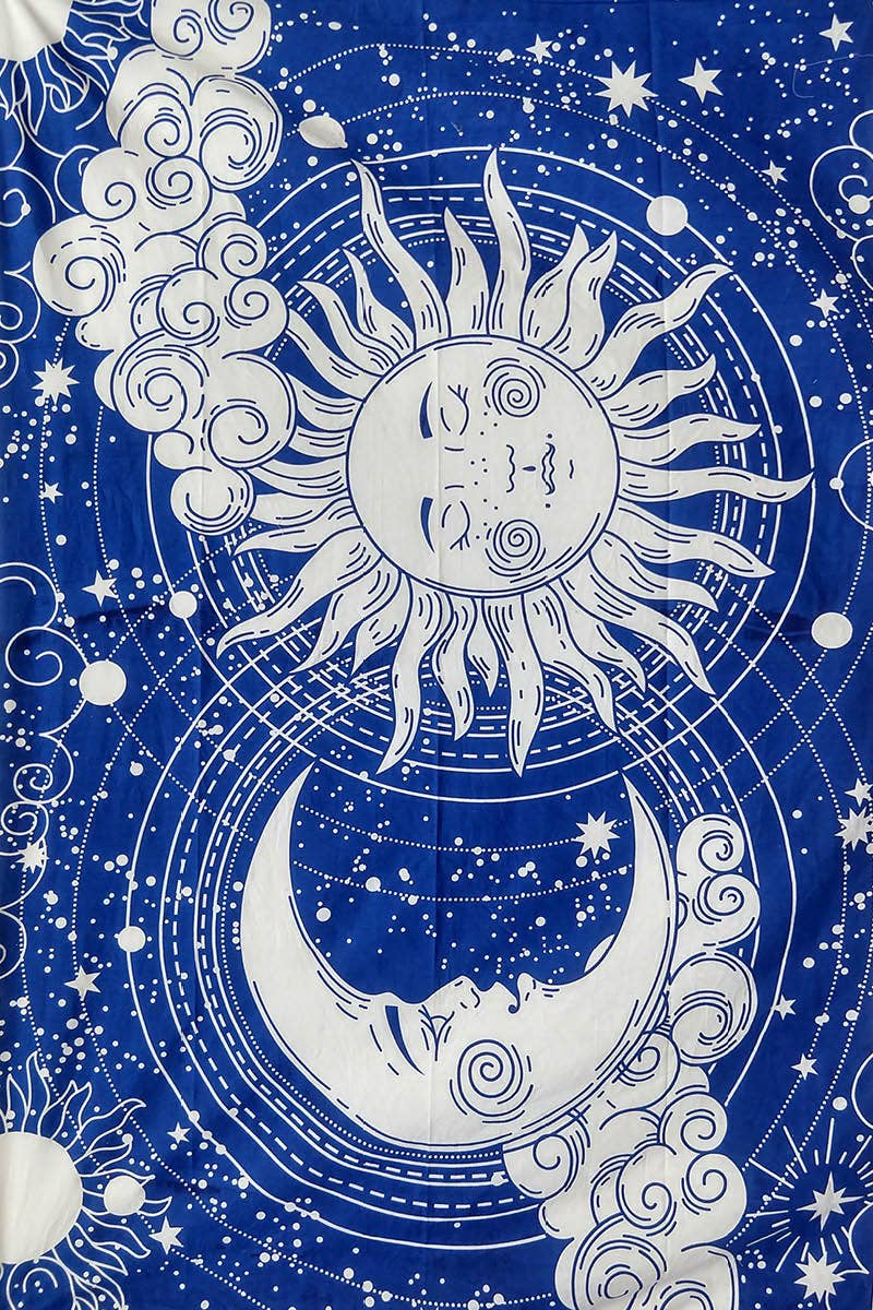 Sun Moon Clouds Tapestry | Celestial Boho Wall Hanging