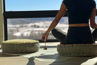 Block Print Round Meditation Cushion | Jaipur Block Print