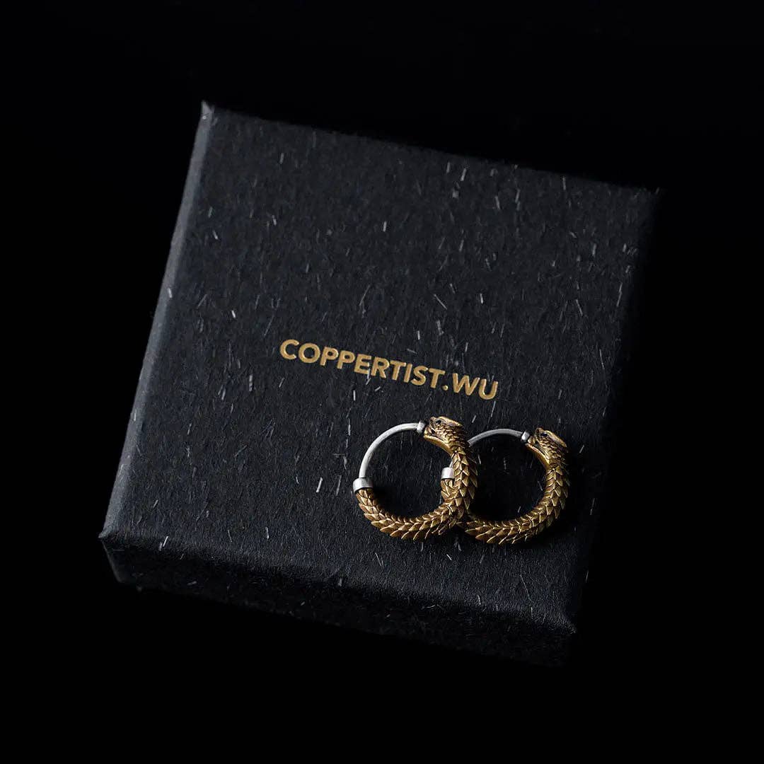 Ouroboros Snake Earrings | Coppertist.Wu