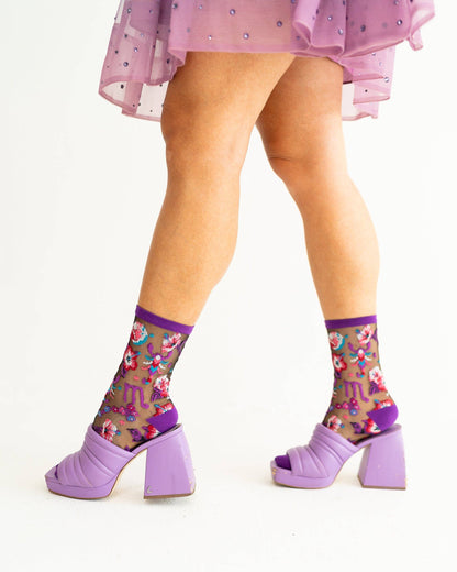 Scorpio Zodiac Black Sheer Crew Sock **