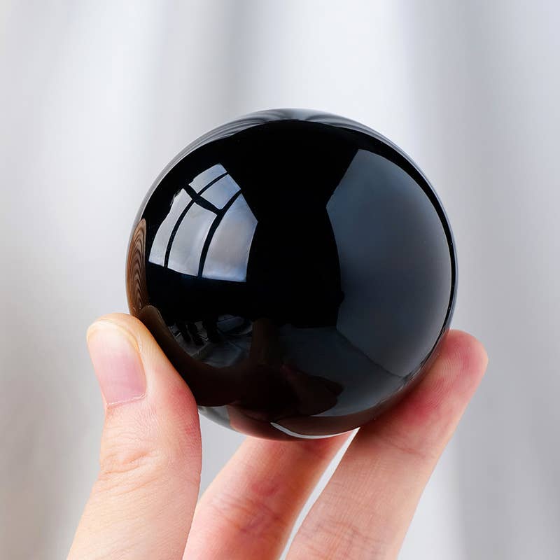 Black Obsidian Sphere | Crystal for Protection & Grounding