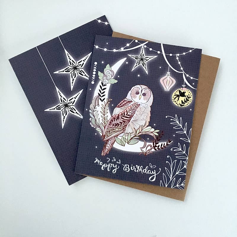 Lantern Owl Birthday Card | Cindy LaColla