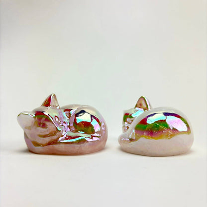 Aura Rose Quartz Sleeping Cat | Symbol of Love & Peace