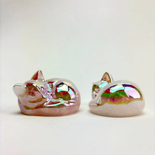Aura Rose Quartz Sleeping Cat | Symbol of Love & Peace
