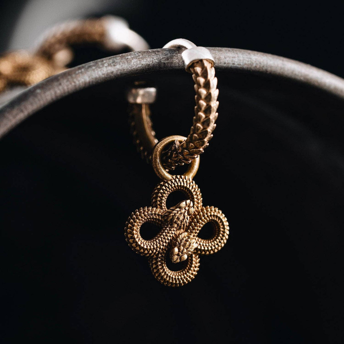 Double Snake Hoop Earrings | Brass | Coppertist.Wu