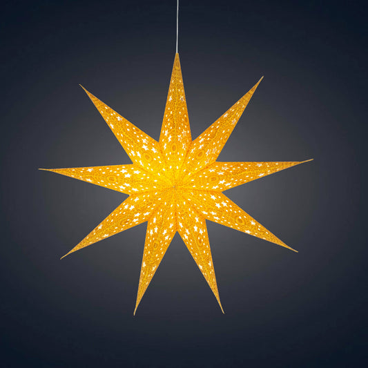 Hrim | 9 Point 16" Gold w Gold Glitter | Paper Star Light