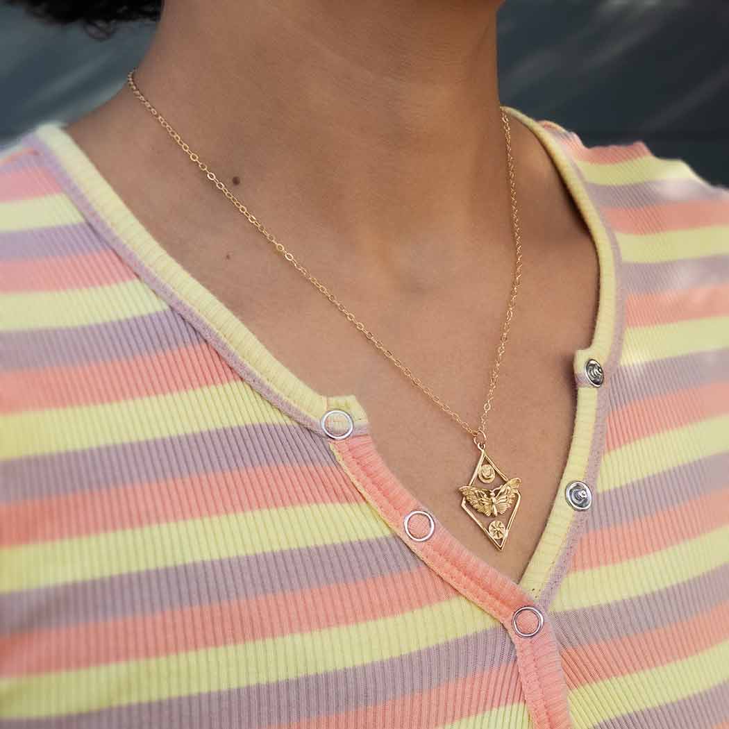 Geometric Moth Necklace | Sterling Silver