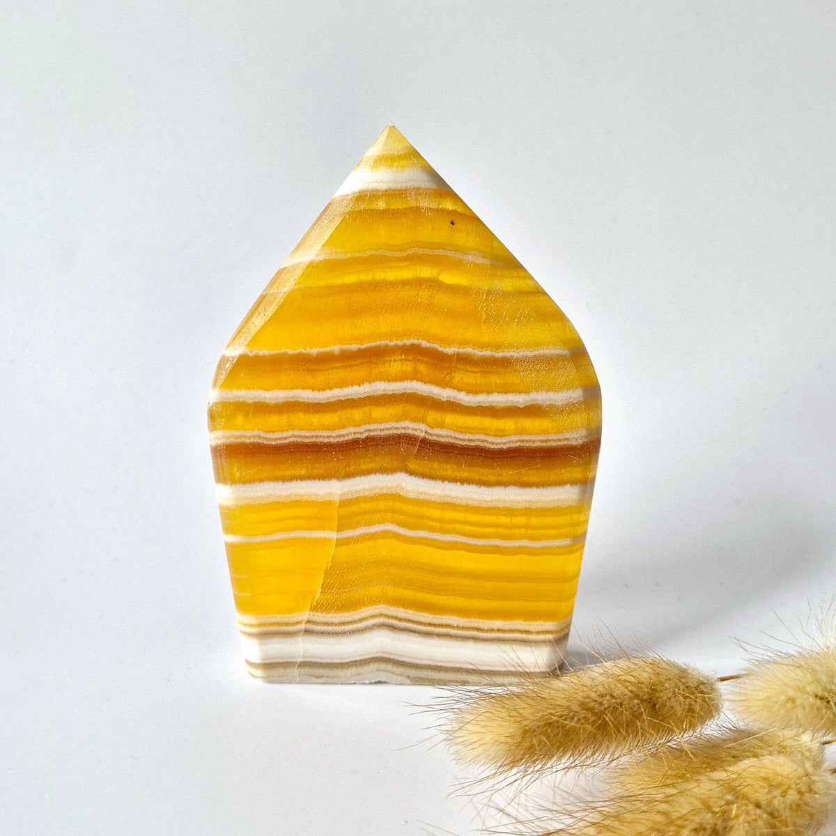 Yellow Calcite Teardrop Flame | Polished Crystal for Confidence