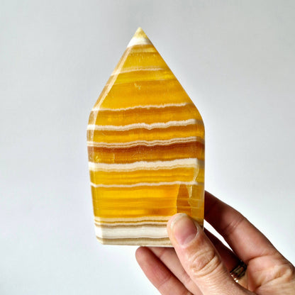 Yellow Calcite Teardrop Flame | Polished Crystal for Confidence