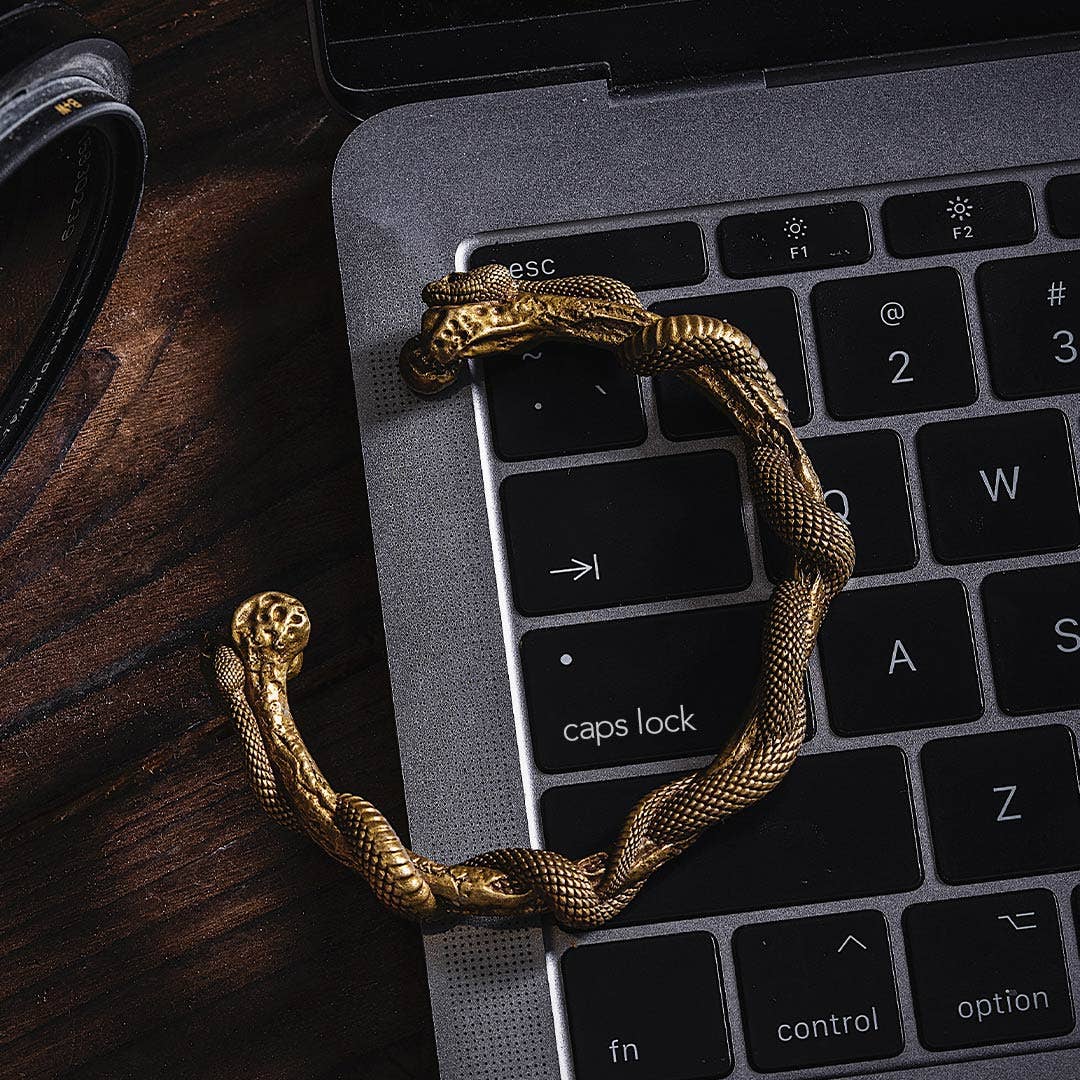 Snake Cuff | Brass with Sterling Silver & Zircon | Coppertist.Wu