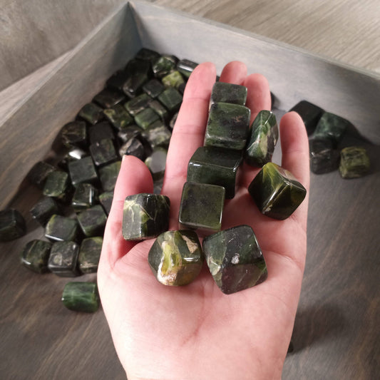 Nephrite Jade Tumbled Cubes | Pocket Stone for Harmony & Prosperity