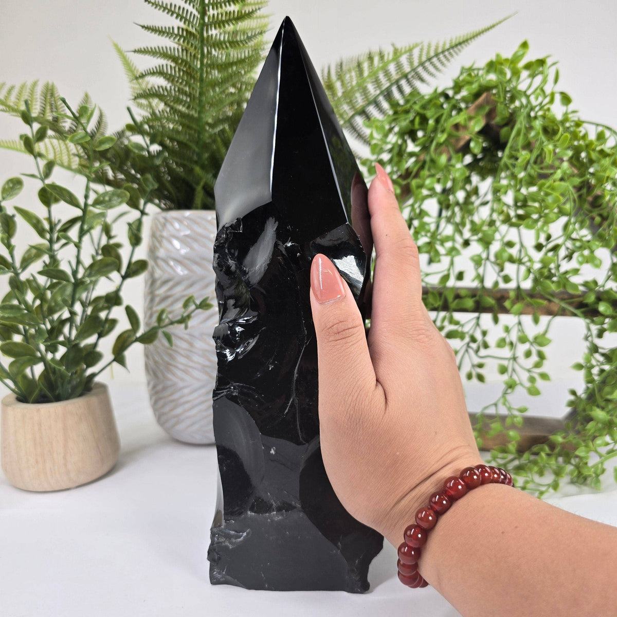 Black Obsidian Semi-Polished Tower | Protection Crystal from Mexico