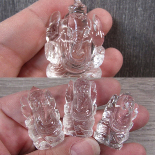 Clear Quartz Ganesha Figurine | Symbol of Wisdom & New Beginnings