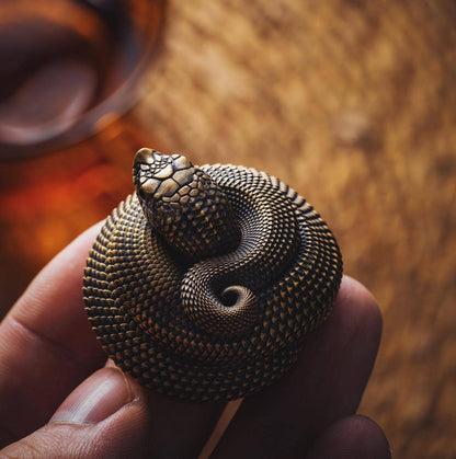 Hognose Snake Incense Holder | Sculptural Brass | Coppertist.Wu