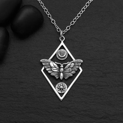 Geometric Moth Necklace | Sterling Silver