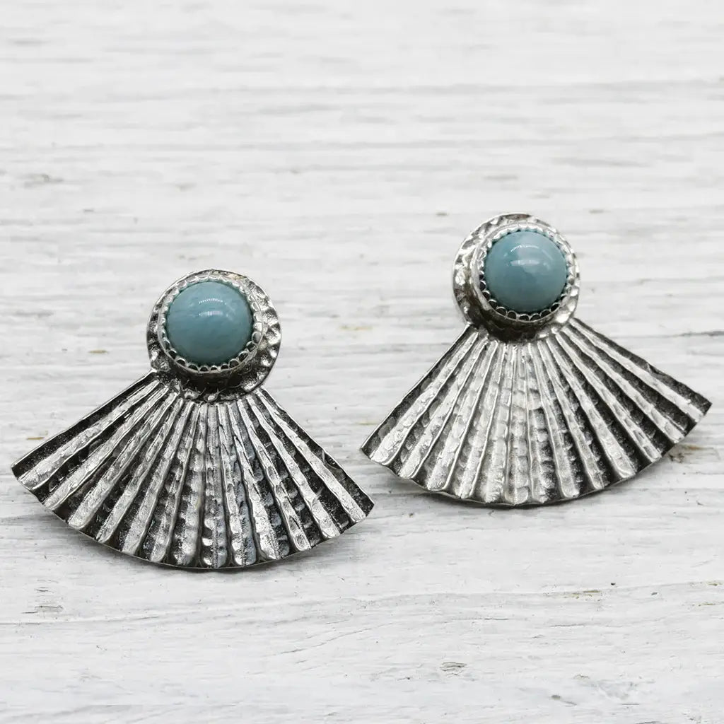 Sunbeam Stud | Larimar, Sterling Silver | Bahgsu Jewels