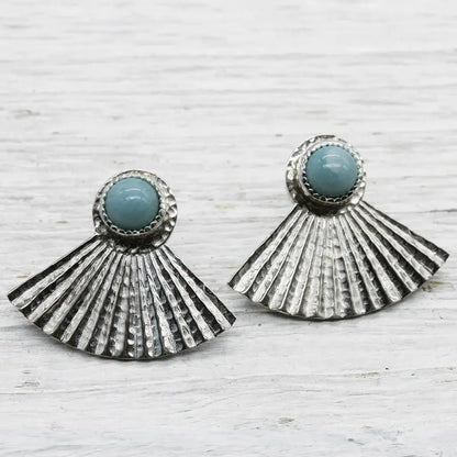 Sunbeam Stud | Larimar, Sterling Silver | Bahgsu Jewels