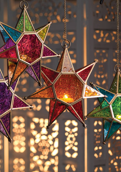 Moroccan Star Glass Hanging Lantern | Handmade Star Lantern