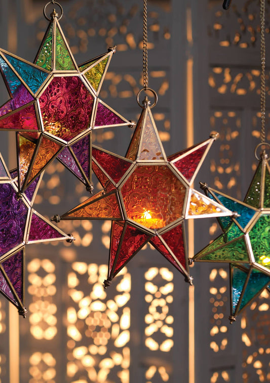 Moroccan Star Glass Hanging Lantern | Handmade Star Lantern