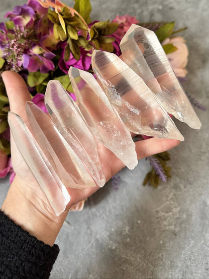 Silver Lemurian Quartz Points from Brazil | Raw Crystal Points